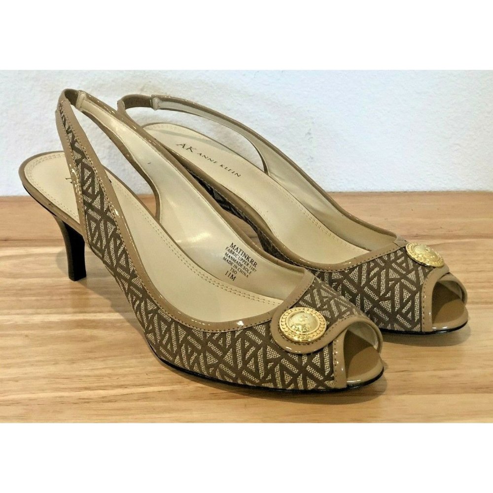 ANNE KLEIN WOMEN BACK PUMP SLING BACK OPEN TOE TOE HEELS SIZE 11M MATINKRR SHOES